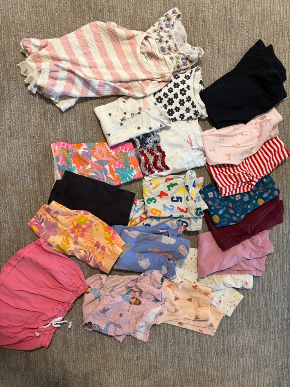 Cat & Jack Girls Multi-Color Assorted Tops & Bottoms Bundle